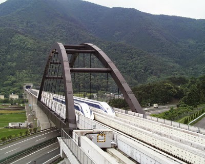 Japanese maglev on superconductive magnets.